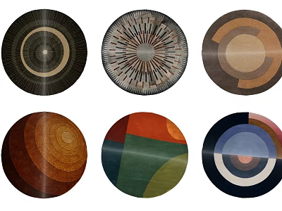 Stylish Round Rugs With Diverse Circular Patterns And Colorful Designs 3d model