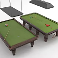 Sports Equipment Billiard Tables with Green Felt Surfaces Wooden Legs and Balls Cues Triangle Racks