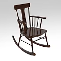 Traditional Brown Solid Wood Rocking Chair With Armrests Backrest Design 3d model