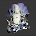 Magical Fantasy Character And Mythical Creature Standing With Antler Flowing Clothing White Body Purple Ornaments