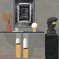 Light Luxury End View Table Entrance Cabinet 3d model