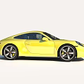 Yellow Porsche Sports Car With Sleek Modern Design And Black Wheels