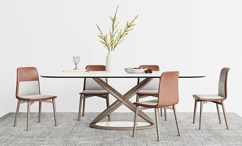 Modern Dining Table and Chair Combination 3d model