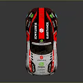 Muddy Rally Car With Red White Black Livery And Sponsor Logos