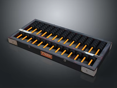 Traditional Wooden Abacus With Black Frame Yellow Beads And Metal Edges 3d model