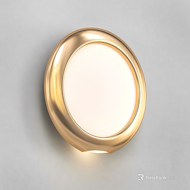 Golden Circular Wall Light With Sleek Metallic Design And Soft Illumination 3d model 