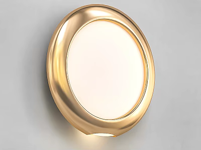 Golden Circular Wall Light With Sleek Metallic Design And Soft Illumination 3d model