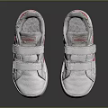 White Casual Shoes With Red Stripes And Velcro Straps For Kids Daily Wear