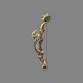 Ornate Decorative Bow with Intricate Golden Accents Blue Gemstones and Sun Motif