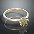 Elegant Silver Ring with Green Gemstone and Lotus Design Fashion Accessory