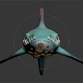 Teal Shark with Sharp Teeth 3D Model on Dark Background with Reflection 3d model