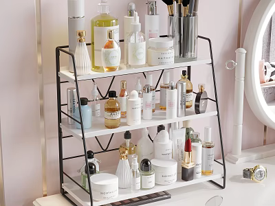 Multi tier Black Metal Storage Shelf For Organizing Cosmetics And Makeup Products On Dressing Table 3d model