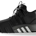 Pair Of Black Sports Shoes With White Stripes And Modern Design