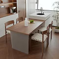 Modern Island Table and Chair 3d model