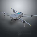 Gray Drone With Camera And Yellow Propeller Tips For Aerial Applications 3d model