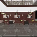 Elegant Wedding Dress Shop Interior Featuring Chandelier And Displayed Wedding Dresses On Counter