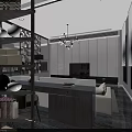 Modern Living Dining Room Interior With Large Windows City View Grey Sofa And Bookshelf