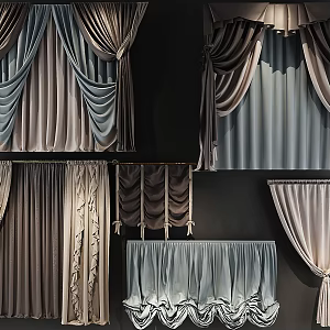 Jane European Curtain Cloth Curtain Roller Curtain Gauze Curtain Roman Curtain 3d model