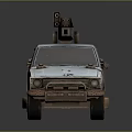 Worn Out Truck With Graffiti And Roof Mounted Mechanical Device In Post Apocalyptic Style
