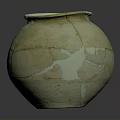 Artisanal Hand Carved Ceramic Vase with Natural Crack Patterns and Textured Surface