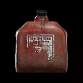 Vintage Red Worn Metal Jerry Can With The Old Man Fire Supply Label