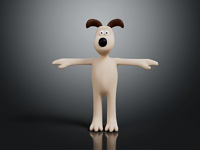 Cute Stuffed Dog Toy With Brown Ears Black Nose And Outstretched Arms 3d model