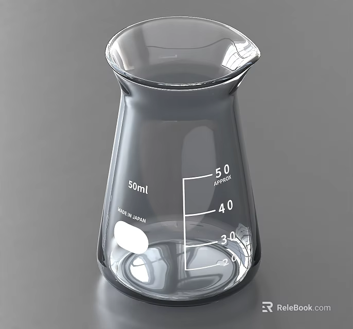 Transparent Ceramic Measuring Beaker With 50ml Graduated Scale For Laboratory Use 3d model 