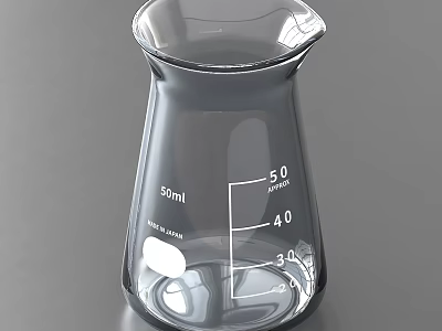 Transparent Ceramic Measuring Beaker With 50ml Graduated Scale For Laboratory Use 3d model