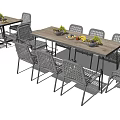 Stylish Dining Table Set With Metal Frame Chairs And Fruit Centerpieces