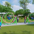 Rotating Space Circle Rotating Qiankun Children's Amusement Equipment 3d model