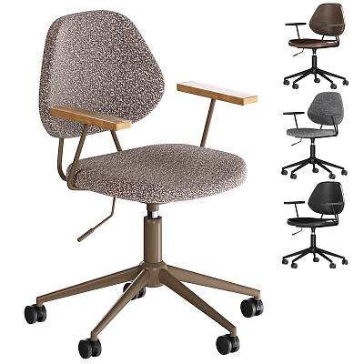 Ergonomic Fabric Office Chair With Wooden Armrests Metal Base Casters And Multiple Styles 3d model