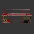 Industrial Style Dining Table With Metal Frame Yellow Stripes And Storage Shelves