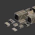 Cardboard Boxes In Various Sizes Open And Closed On Gray Background 3d model