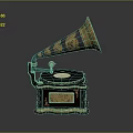Classic Vintage Gramophone With Ornate Metal Horn And Decorative Turntable Base