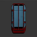 Red Futuristic Car With Blue Roof And Sleek Aerodynamic Body Design Features