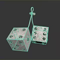 Dice Shaped Daily Life Items Connected by Rope With Holes on Surface Concrete Like Material