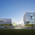 Modern Industrial Park Featuring Contemporary Buildings Greenery Roads And Pedestrian Areas