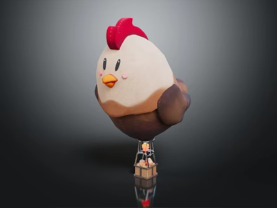 Cute Cartoon Chicken Shaped Playground Equipment With Red Comb White Face And Small Platform 3d model