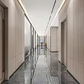 New Chinese Aisle Office Aisle Company Corridor Office Corridor Office Building Corridor Glass Partition End View 3d model