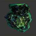 Enchanting Fantasy Landscape with Luminous Greenery Rocky Outcrops and Glowing Water Features