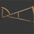 Traditional Wooden Agricultural Plow With Arched Frame And Cross Beams