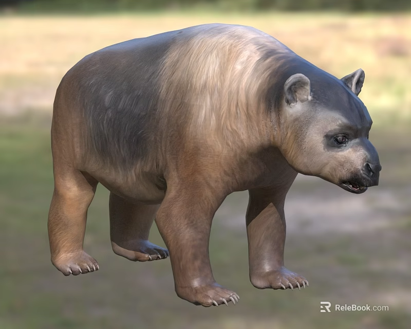 3D Model of a Large Flying Animal With Brown Gray Feathers Standing on Grass 3d model 