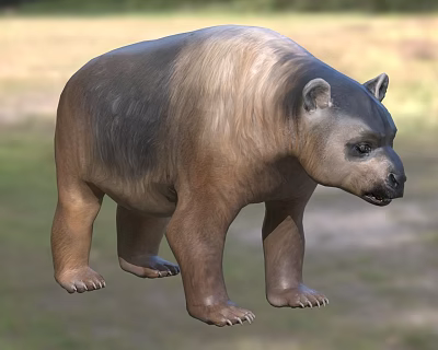 3D Model of a Large Flying Animal With Brown Gray Feathers Standing on Grass 3d model