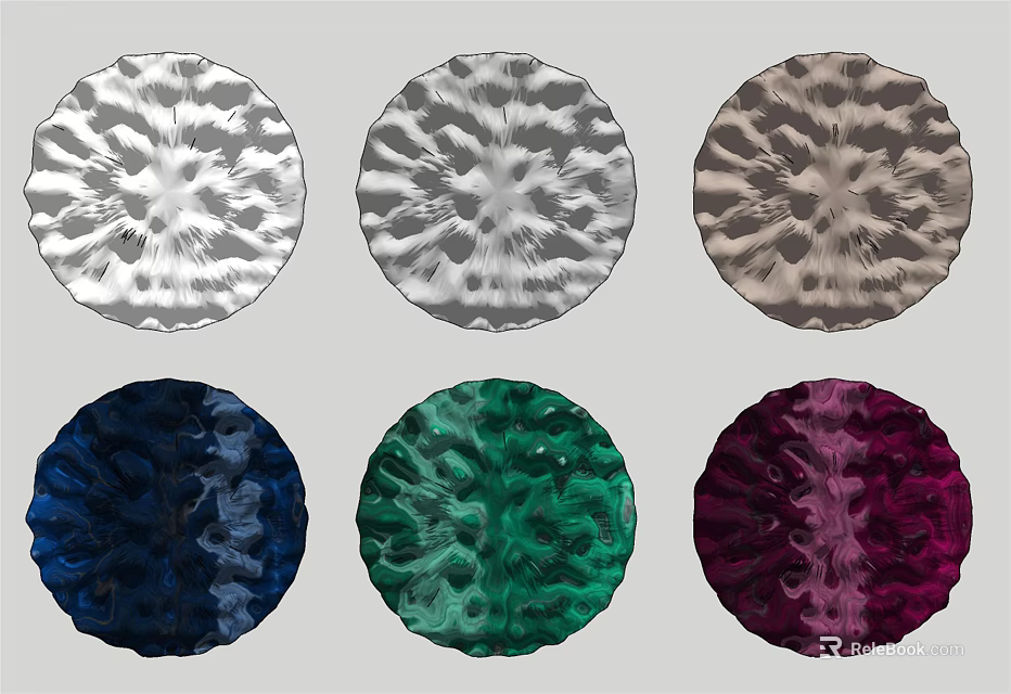 Stylish Circular Textured Wall Decor in Various Colors for Home Interior 3d model 