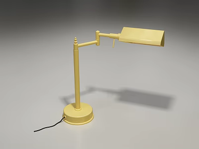 Yellow Table Lamp with Adjustable Arm Round Base and Black Cord 3d model