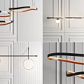 Modern Chandeliers With Curved Black Frames And Warm Accents For Interior 3d model