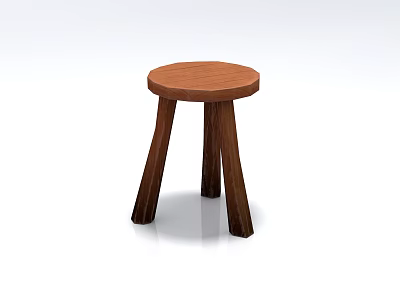 Wooden Stool With Round Seat And Three Legs Simple Modern Design For Home Use 3d model