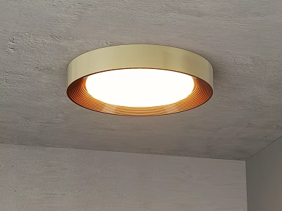 Modern Minimalist Circular Ceiling Light With Golden Frame White Glow And Brown Stripes 3d model