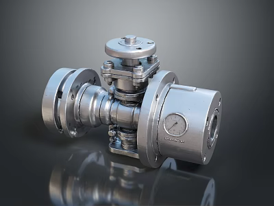 Precision Engineered Industrial Metal Mechanical Equipment With Flange Connections And Pressure Gauge 3d model