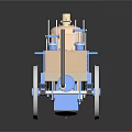 Vintage Steam Powered Car With Copper Boiler Blue Frame And Large Wheels